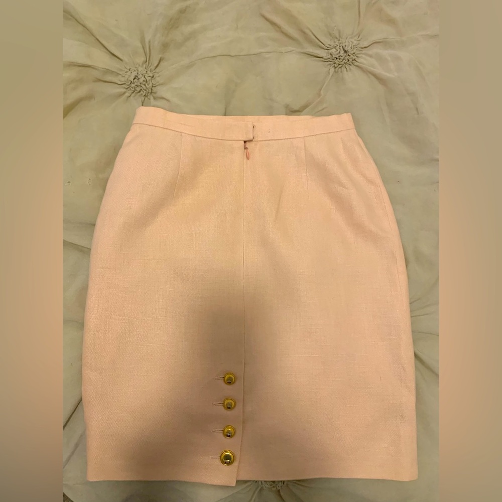 Chanel Skirt in beautiful light blush/ peachy color & gold gorgeous buttons.